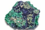 Sparkling Azurite Crystals on Fibrous Malachite - China #259653-1